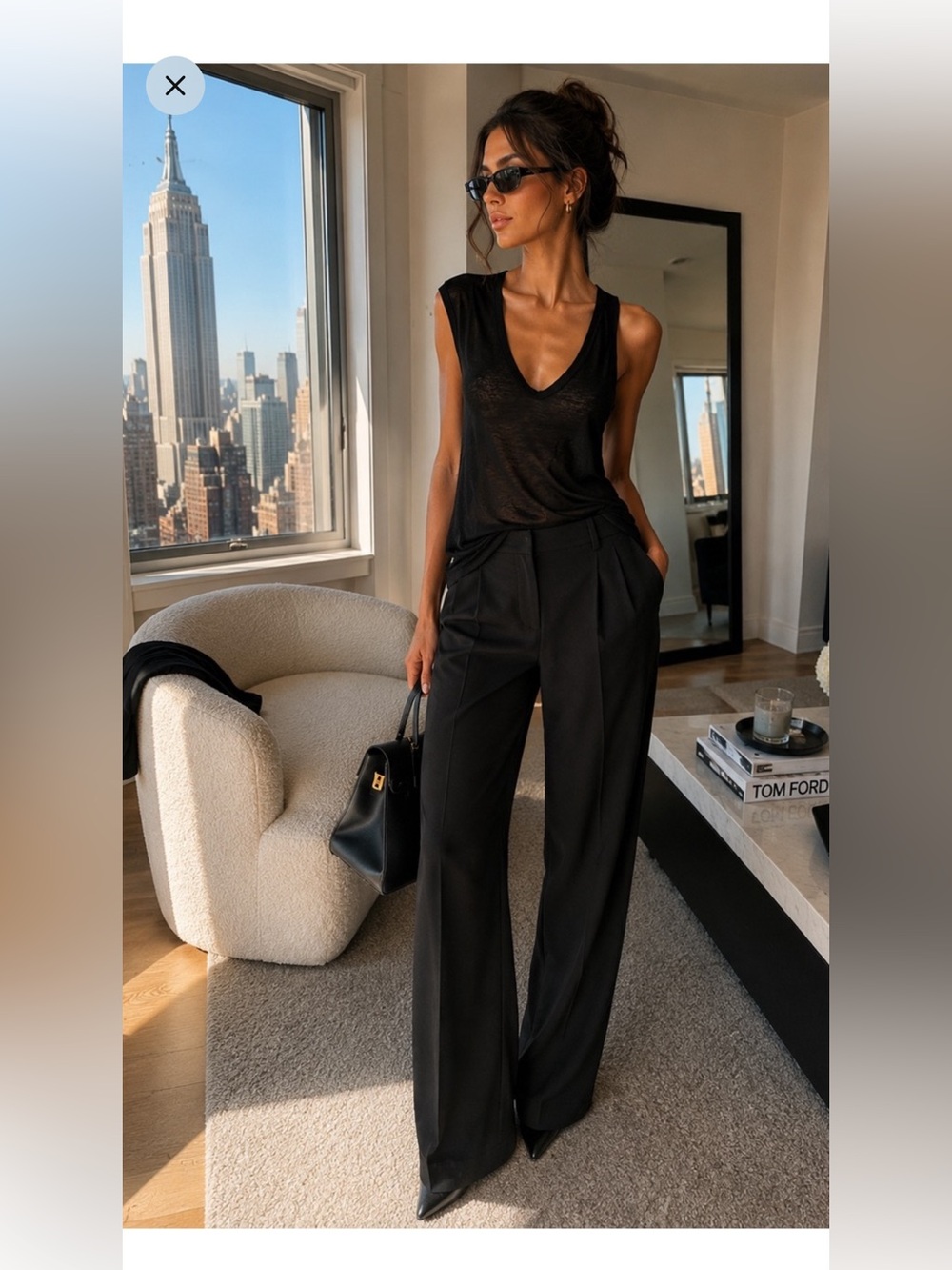 Alexander Wang T sheer asymmetric black knit tank top